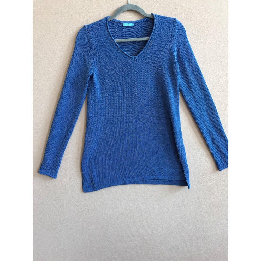J.McLaughlin Sweater Womens XS Blue V-Neck Long Sleeve Italian Yarn Knit